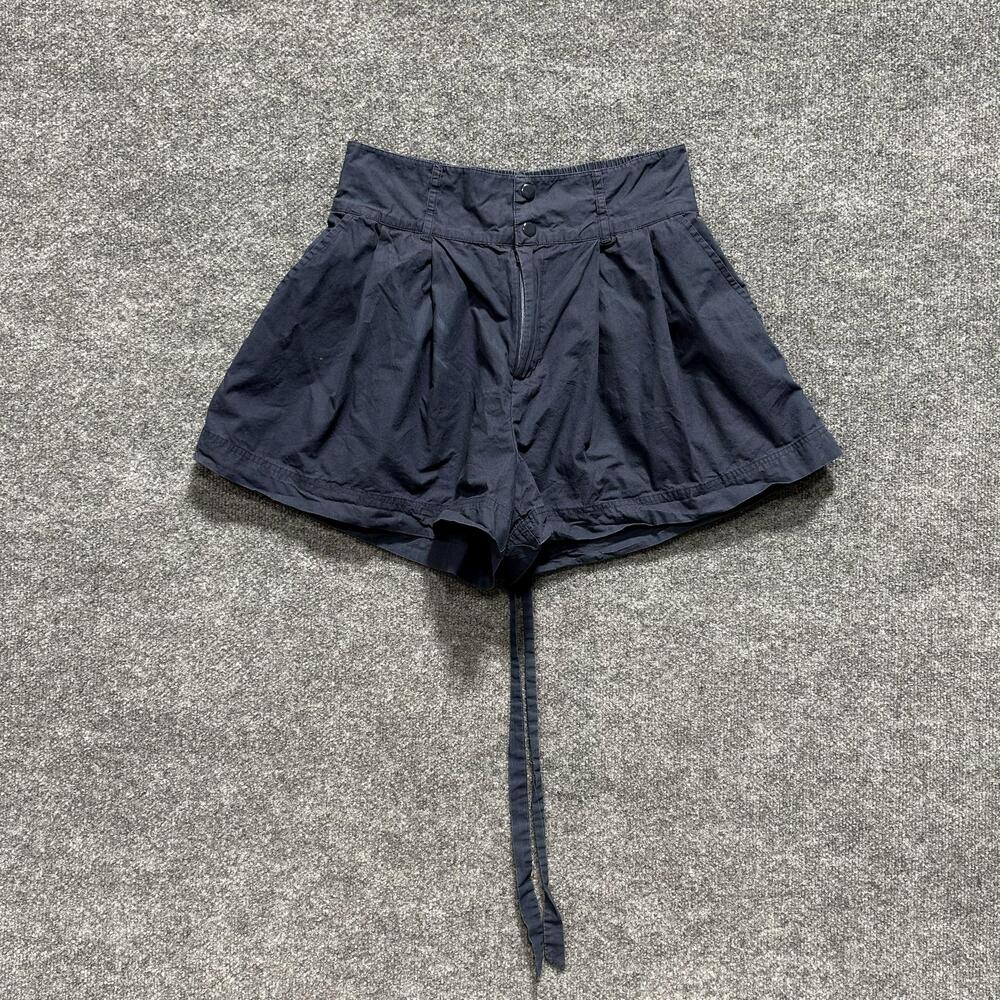 Splendid Shorts Womens S Blue Chase Poplin Pleated Elastic Waist Tie Belt